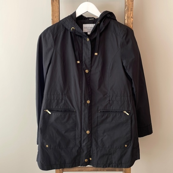 Cole Haan Black Rainjacket Coat Size Small S - Picture 1 of 4